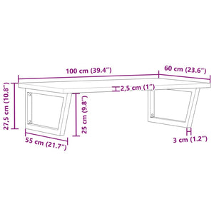 vidaXL Basin Shelf Wall Mounted Steel and Solid Wood Beech