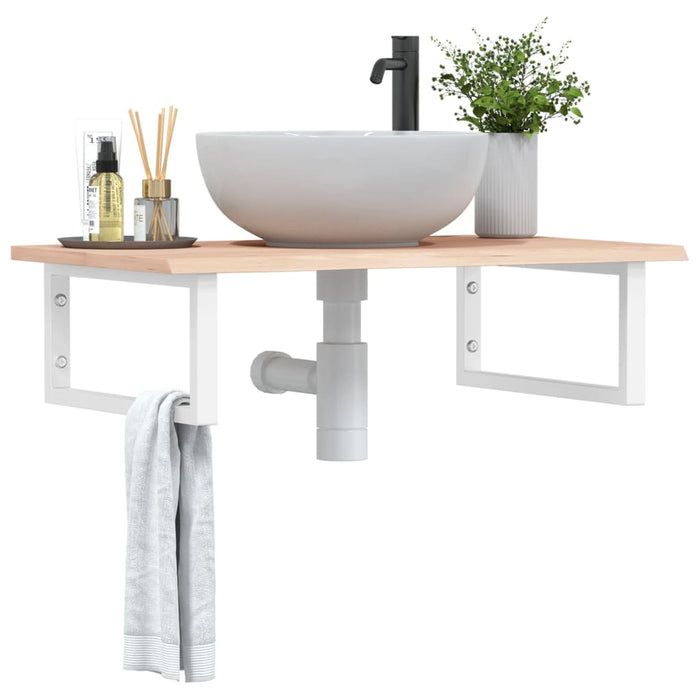 vidaXL Basin Shelf Wall Mounted Steel and Solid Wood Oak