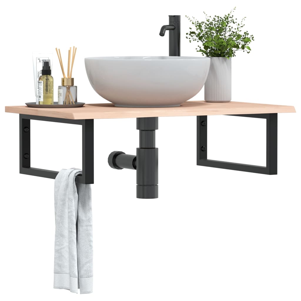 vidaXL Basin Shelf Wall Mounted Steel and Solid Wood Oak