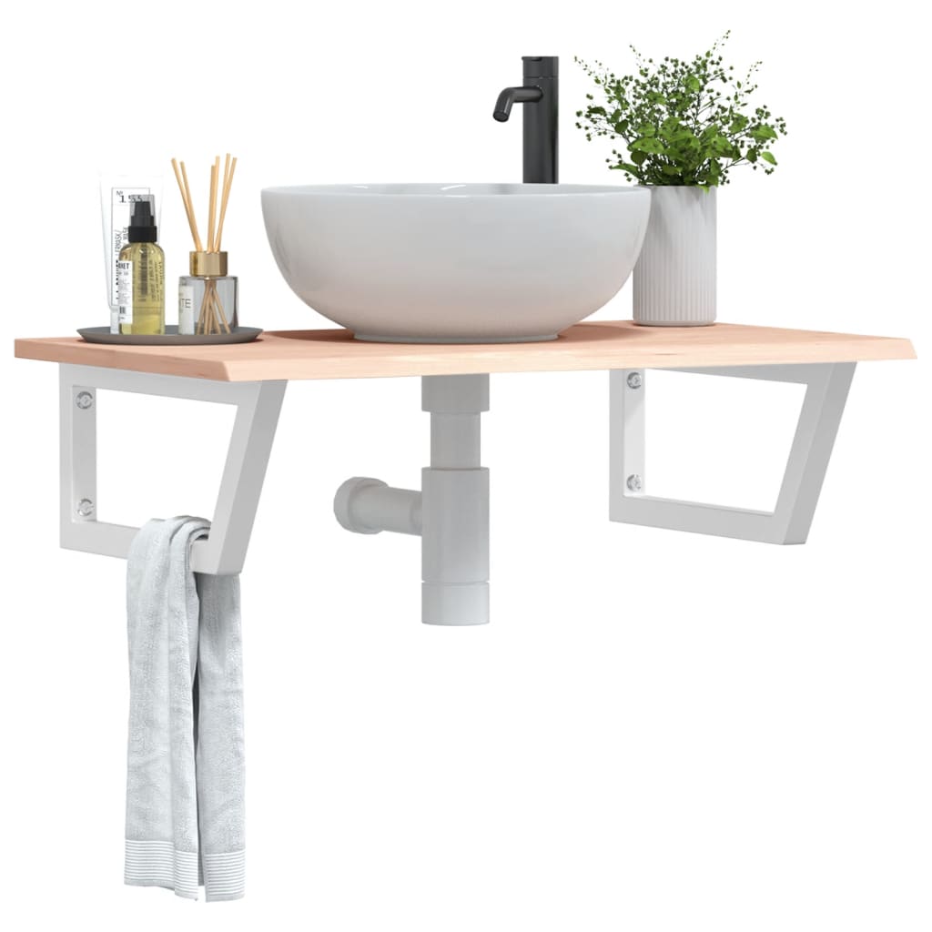 vidaXL Basin Shelf Wall Mounted Steel and Solid Wood Oak