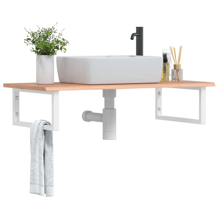 vidaXL Basin Shelf Wall Mounted Steel and Solid Wood Oak