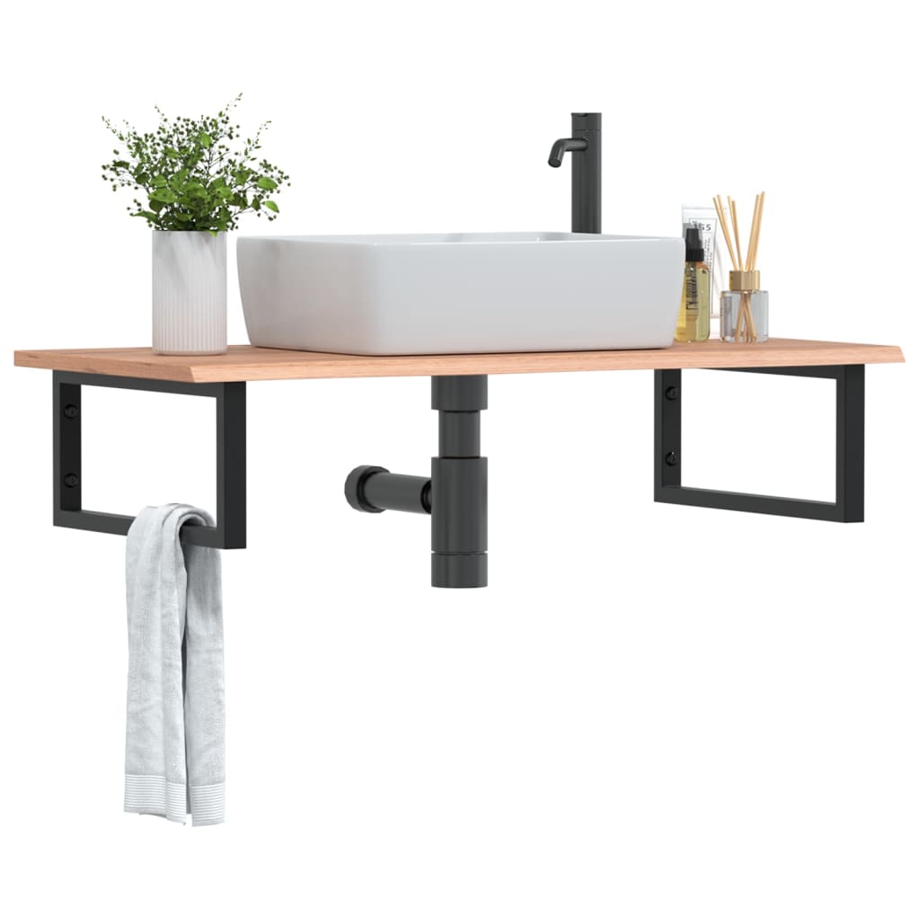 vidaXL Basin Shelf Wall Mounted Steel and Solid Wood Oak