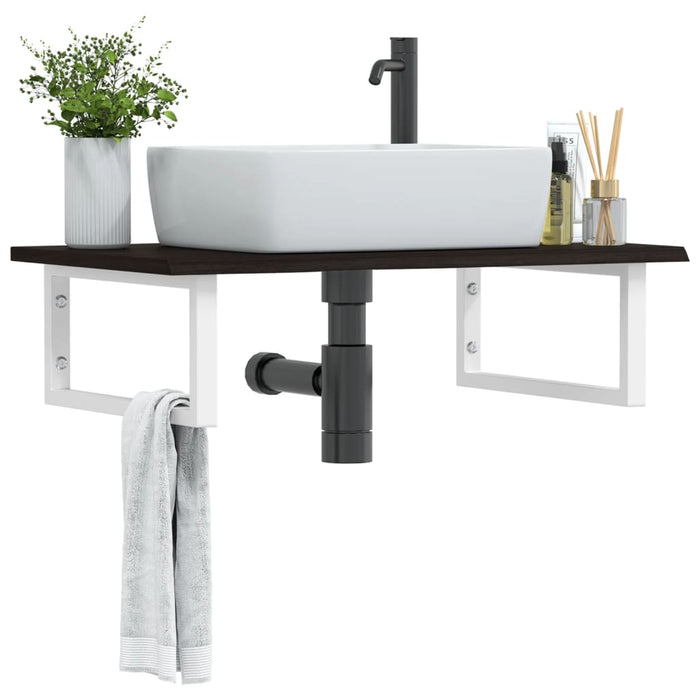 vidaXL Basin Shelf Wall Mounted Steel and Solid Wood Oak