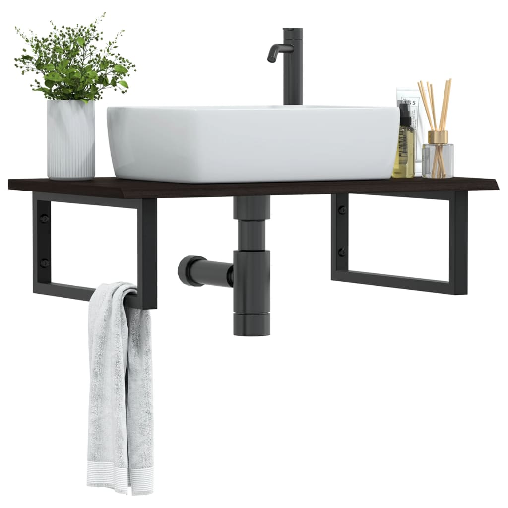 vidaXL Basin Shelf Wall Mounted Steel and Solid Wood Oak