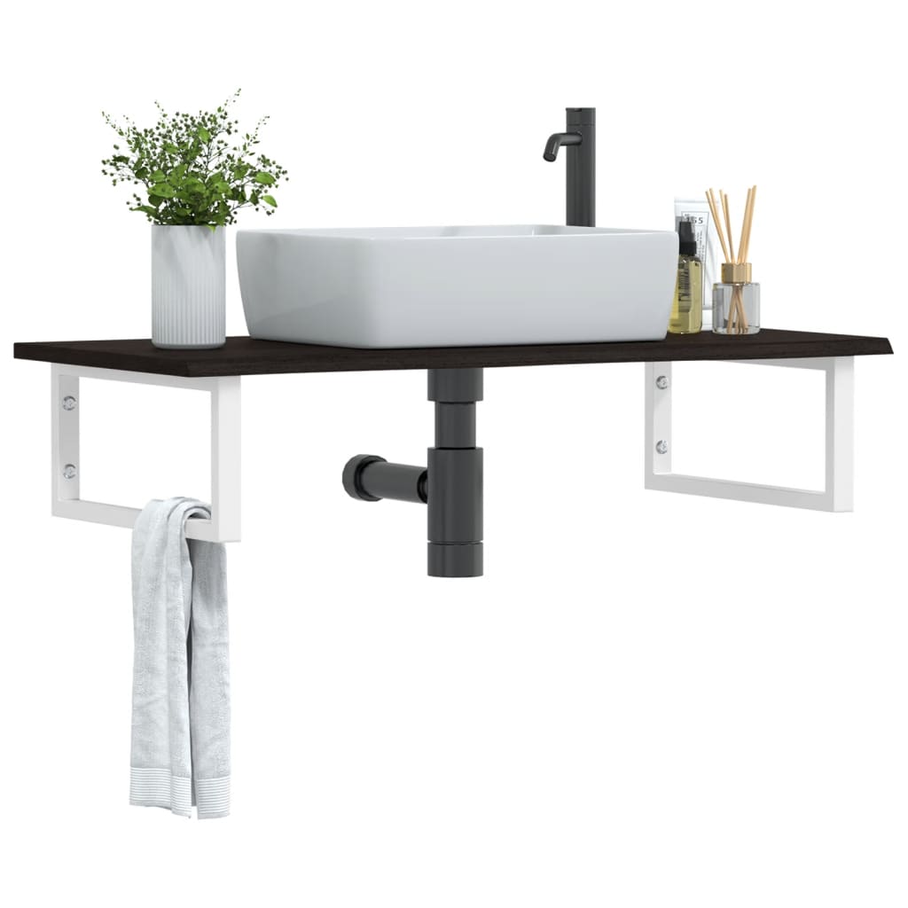 vidaXL Basin Shelf Wall Mounted Steel and Solid Wood Oak