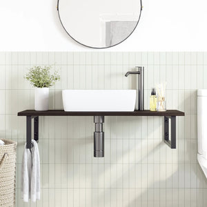 vidaXL Basin Shelf Wall Mounted Steel and Solid Wood Oak