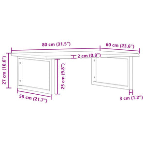 vidaXL Basin Shelf Wall Mounted Steel and Solid Wood Oak