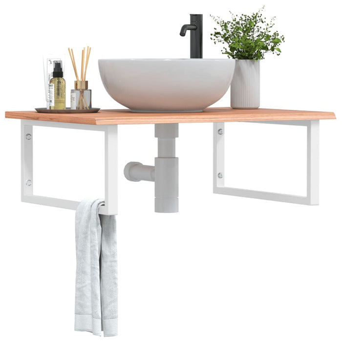 vidaXL Basin Shelf Wall Mounted Steel and Solid Wood Oak