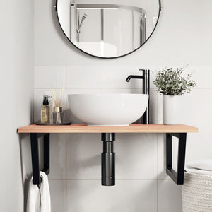 vidaXL Basin Shelf Wall Mounted Steel and Solid Wood Oak