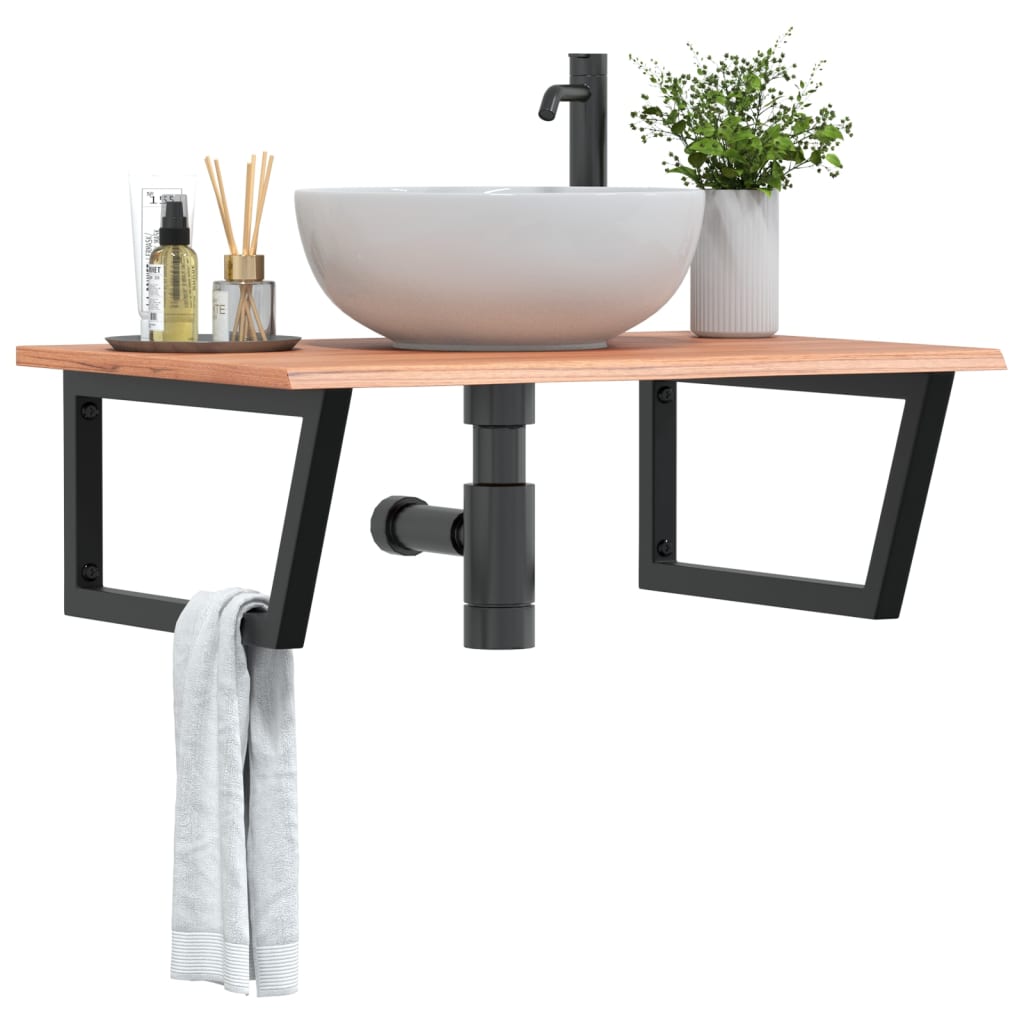 vidaXL Basin Shelf Wall Mounted Steel and Solid Wood Oak