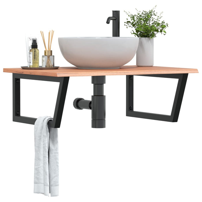 vidaXL Basin Shelf Wall Mounted Steel and Solid Wood Oak