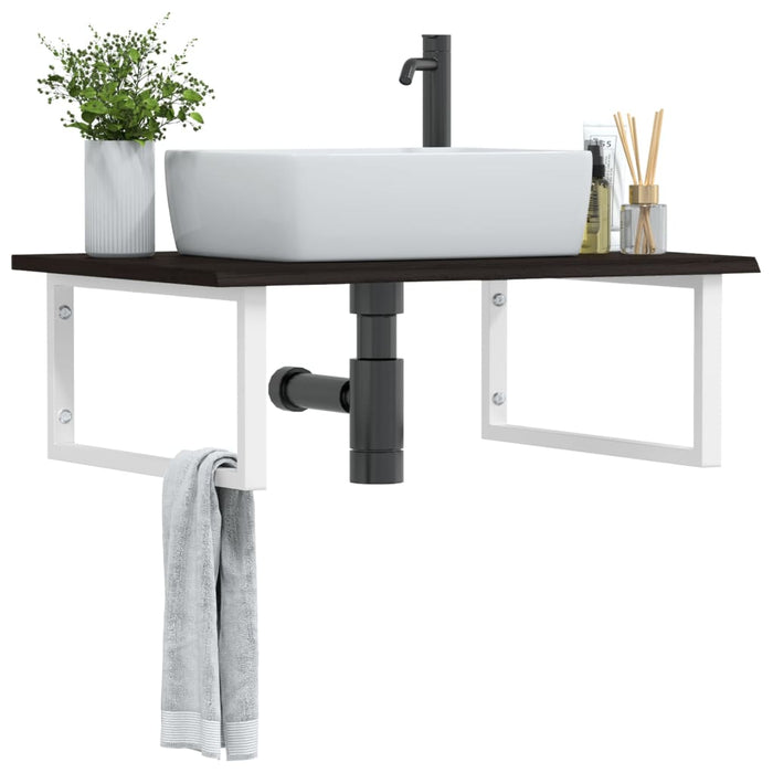 vidaXL Basin Shelf Wall Mounted Steel and Solid Wood Oak