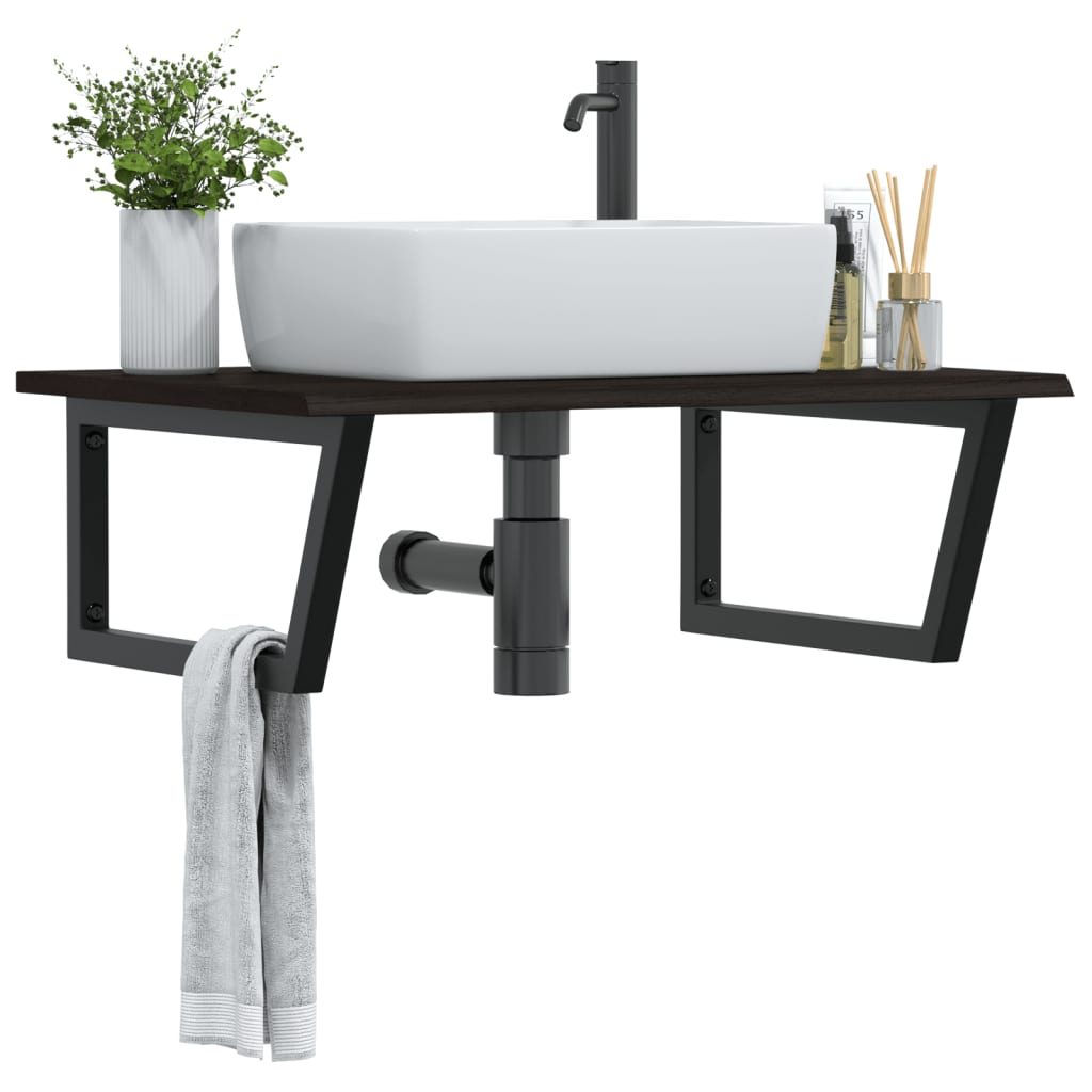 vidaXL Basin Shelf Wall Mounted Steel and Solid Wood Oak