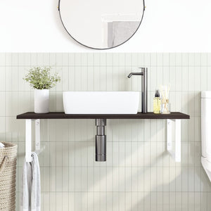 vidaXL Basin Shelf Wall Mounted Steel and Solid Wood Oak