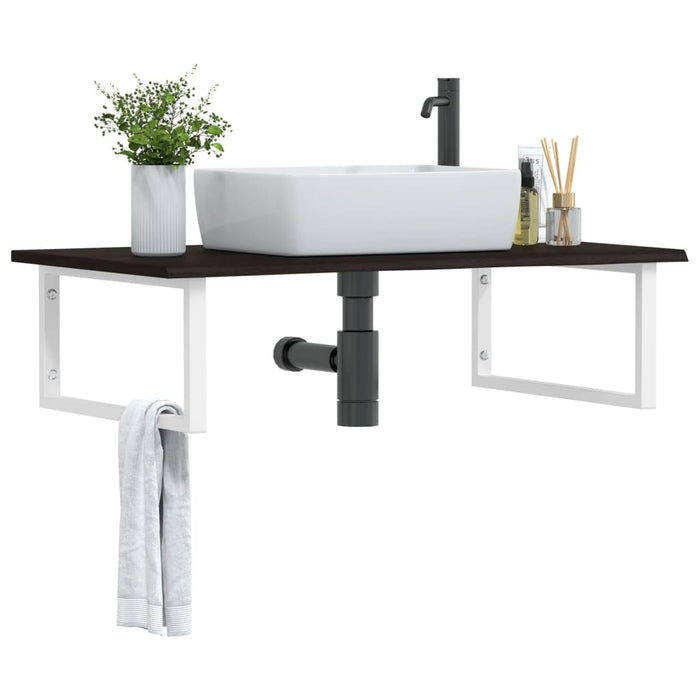 vidaXL Basin Shelf Wall Mounted Steel and Solid Wood Oak