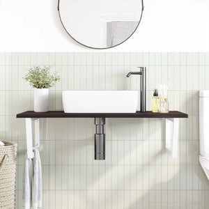 vidaXL Basin Shelf Wall Mounted Steel and Solid Wood Oak