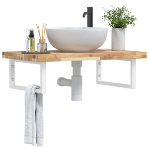 vidaXL Basin Shelf Wall Mounted Steel and Solid Wood Acacia