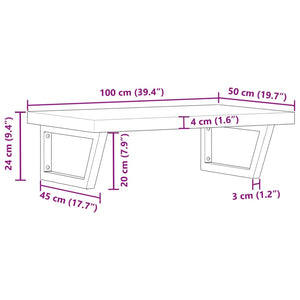 vidaXL Basin Shelf Wall Mounted Steel and Solid Wood Acacia