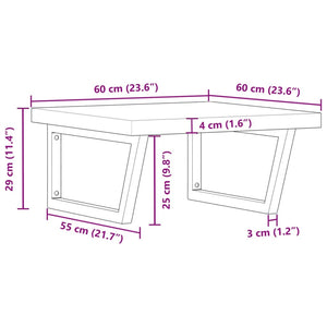 vidaXL Basin Shelf Wall Mounted Steel and Solid Wood Acacia