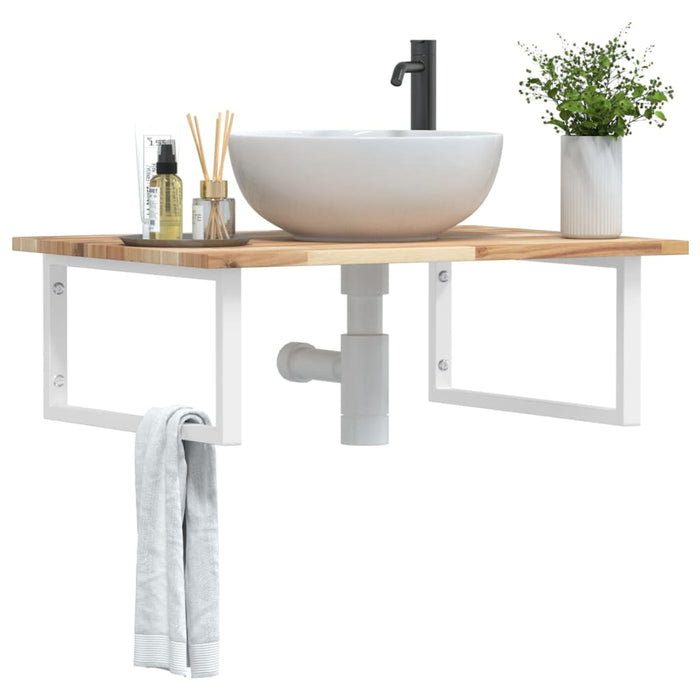 vidaXL Basin Shelf Wall Mounted Steel and Solid Wood Acacia