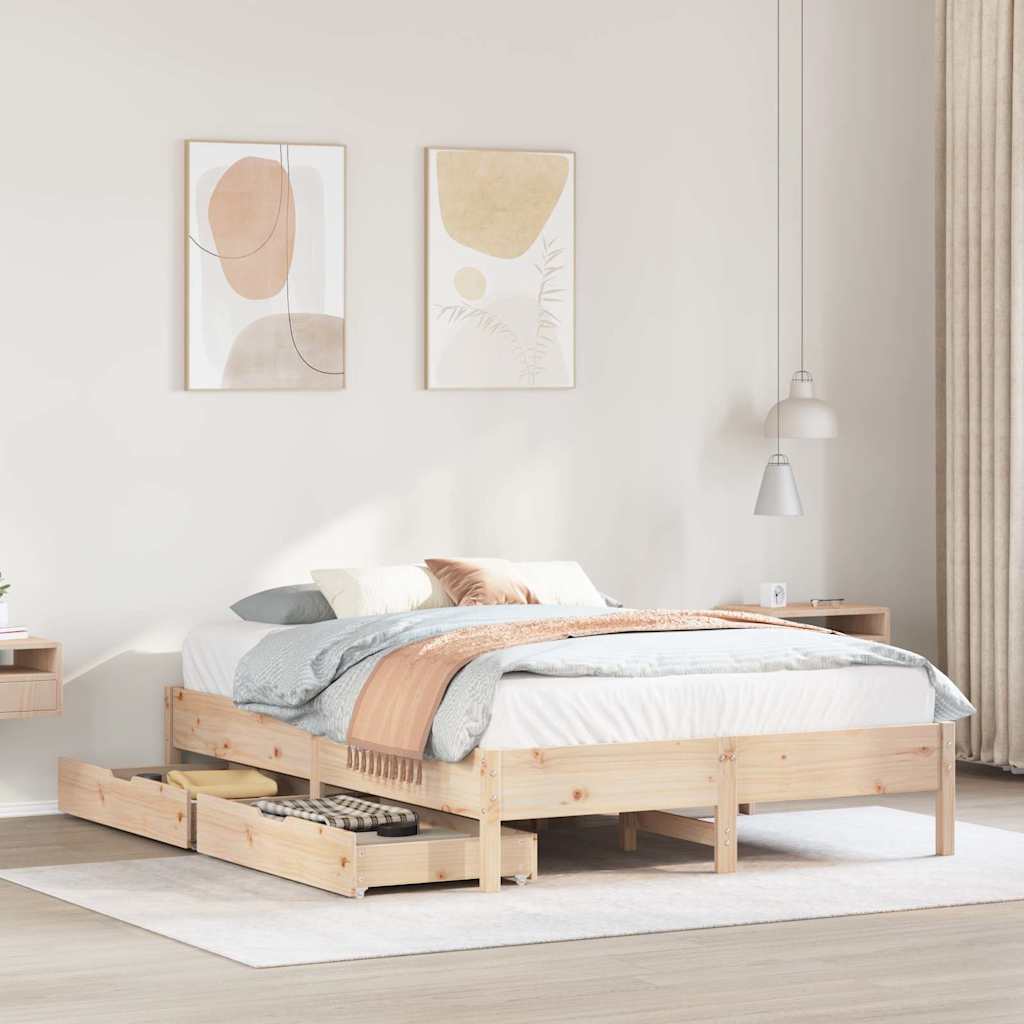 vidaXL Bed Frame without Mattress 135x190 cm Double Solid Wood Pine