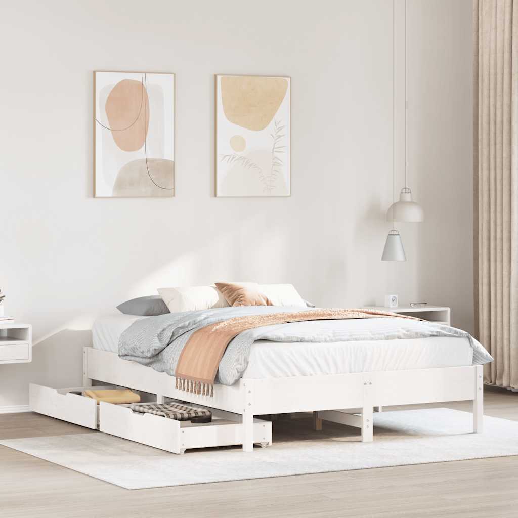 vidaXL Bed Frame without Mattress White 120x190 cm Small Double Solid Wood Pine