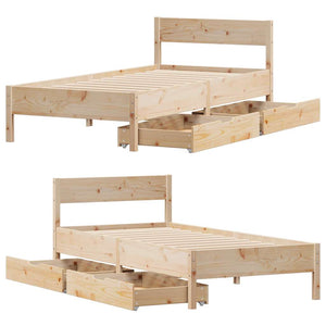 vidaXL Bed Frame without Mattress 75x190 cm Small Single Solid Wood Pine