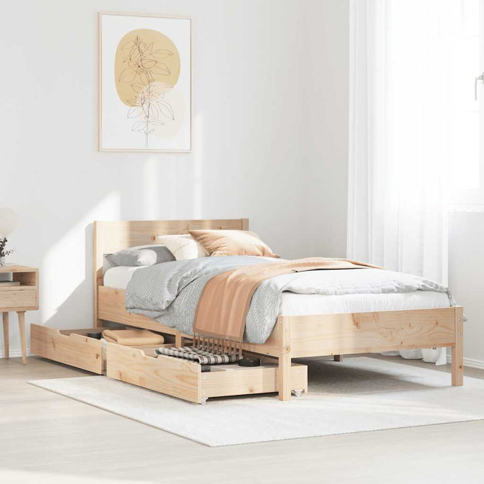 vidaXL Bed Frame without Mattress 75x190 cm Small Single Solid Wood Pine