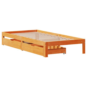 vidaXL Bed Frame with Drawers without Mattress Wax Brown 75x190 cm Small Single