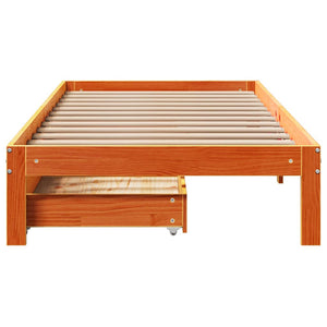 vidaXL Bed Frame with Drawers without Mattress Wax Brown 75x190 cm Small Single