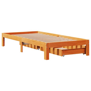 vidaXL Bed Frame with Drawers without Mattress Wax Brown 75x190 cm Small Single