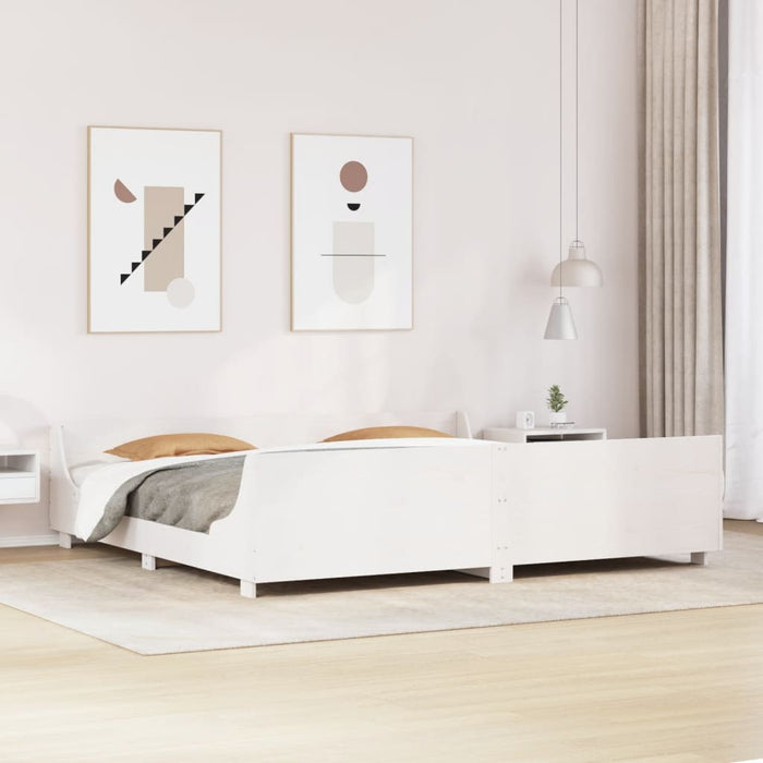 vidaXL Bed Frame without Mattress White 180x200 cm Super King Solid Wood Pine