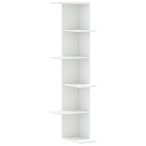 vidaXL Wall Corner Shelf White 36.5x36.5x140 cm Engineered Wood