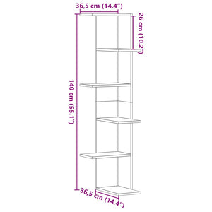 vidaXL Wall Corner Shelf White 36.5x36.5x140 cm Engineered Wood