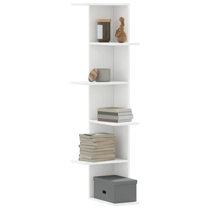 vidaXL Wall Corner Shelf White 36.5x36.5x140 cm Engineered Wood