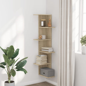 vidaXL Wall Corner Shelf Sonoma Oak 36.5x36.5x140 cm Engineered Wood