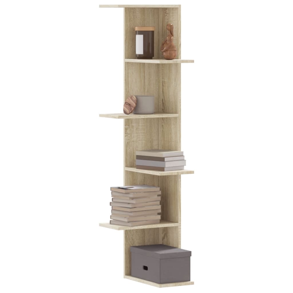 vidaXL Wall Corner Shelf Sonoma Oak 36.5x36.5x140 cm Engineered Wood