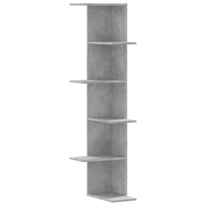 vidaXL Wall Corner Shelf Concrete Grey 36.5x36.5x140 cm Engineered Wood