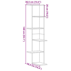 vidaXL Wall Corner Shelf Concrete Grey 36.5x36.5x140 cm Engineered Wood