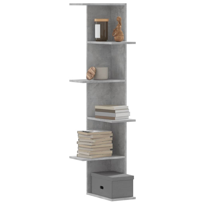 vidaXL Wall Corner Shelf Concrete Grey 36.5x36.5x140 cm Engineered Wood