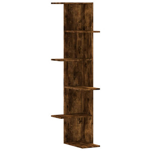 vidaXL Wall Corner Shelf Smoked Oak 36.5x36.5x140 cm Engineered Wood