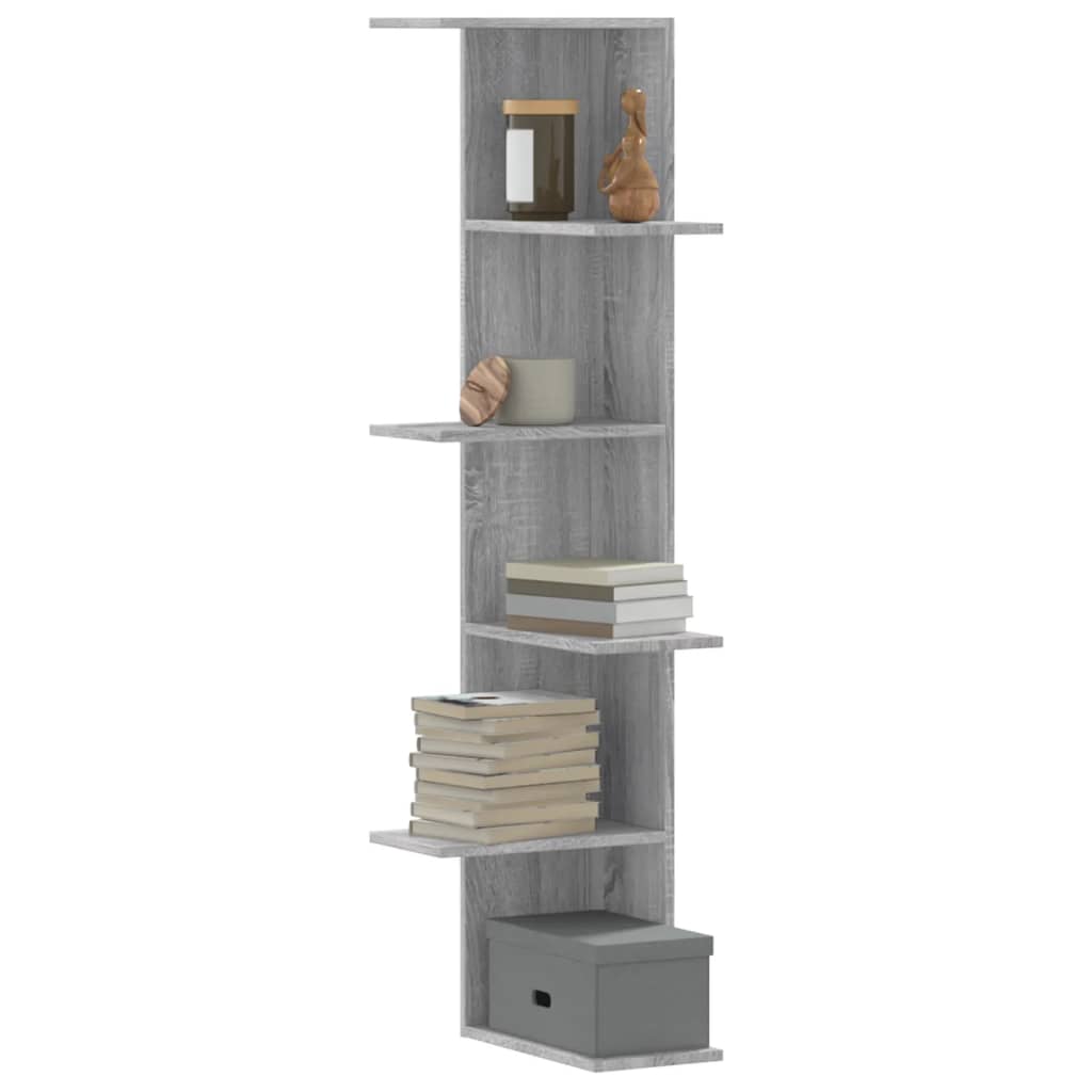 vidaXL Wall Corner Shelf Grey Sonoma 36.5x36.5x140 cm Engineered Wood