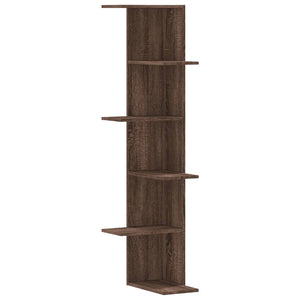 vidaXL Wall Corner Shelf Brown Oak 36.5x36.5x140 cm Engineered Wood