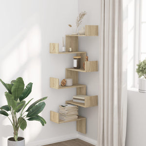 vidaXL Wall Corner Shelf Sonoma Oak 45x45x147 cm Engineered Wood