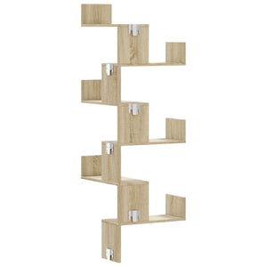 vidaXL Wall Corner Shelf Sonoma Oak 45x45x147 cm Engineered Wood