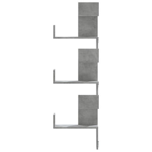 vidaXL Wall Corner Shelf Concrete Grey 45x45x147 cm Engineered Wood