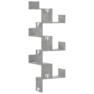 vidaXL Wall Corner Shelf Concrete Grey 45x45x147 cm Engineered Wood