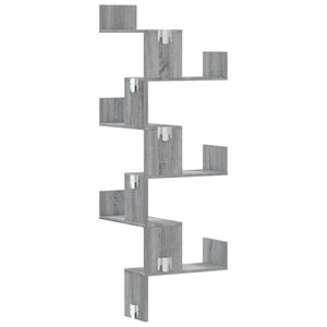 vidaXL Wall Corner Shelf Grey Sonoma 45x45x147 cm Engineered Wood