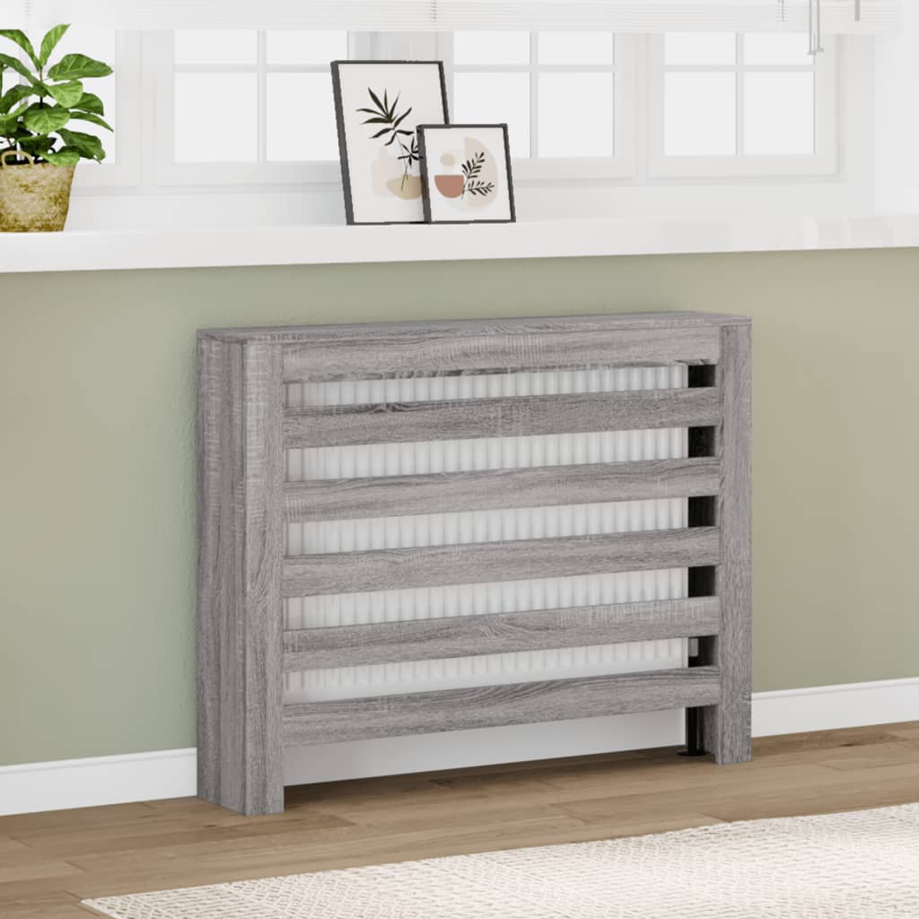 vidaXL Radiator Cover Grey Sonoma 104x20x82 cm Engineered Wood