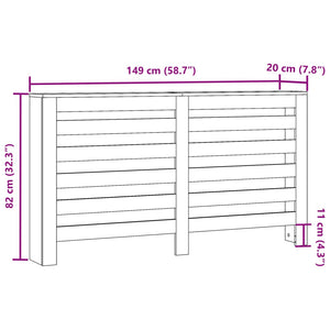 vidaXL Radiator Cover Concrete Grey 149x20x82 cm Engineered Wood